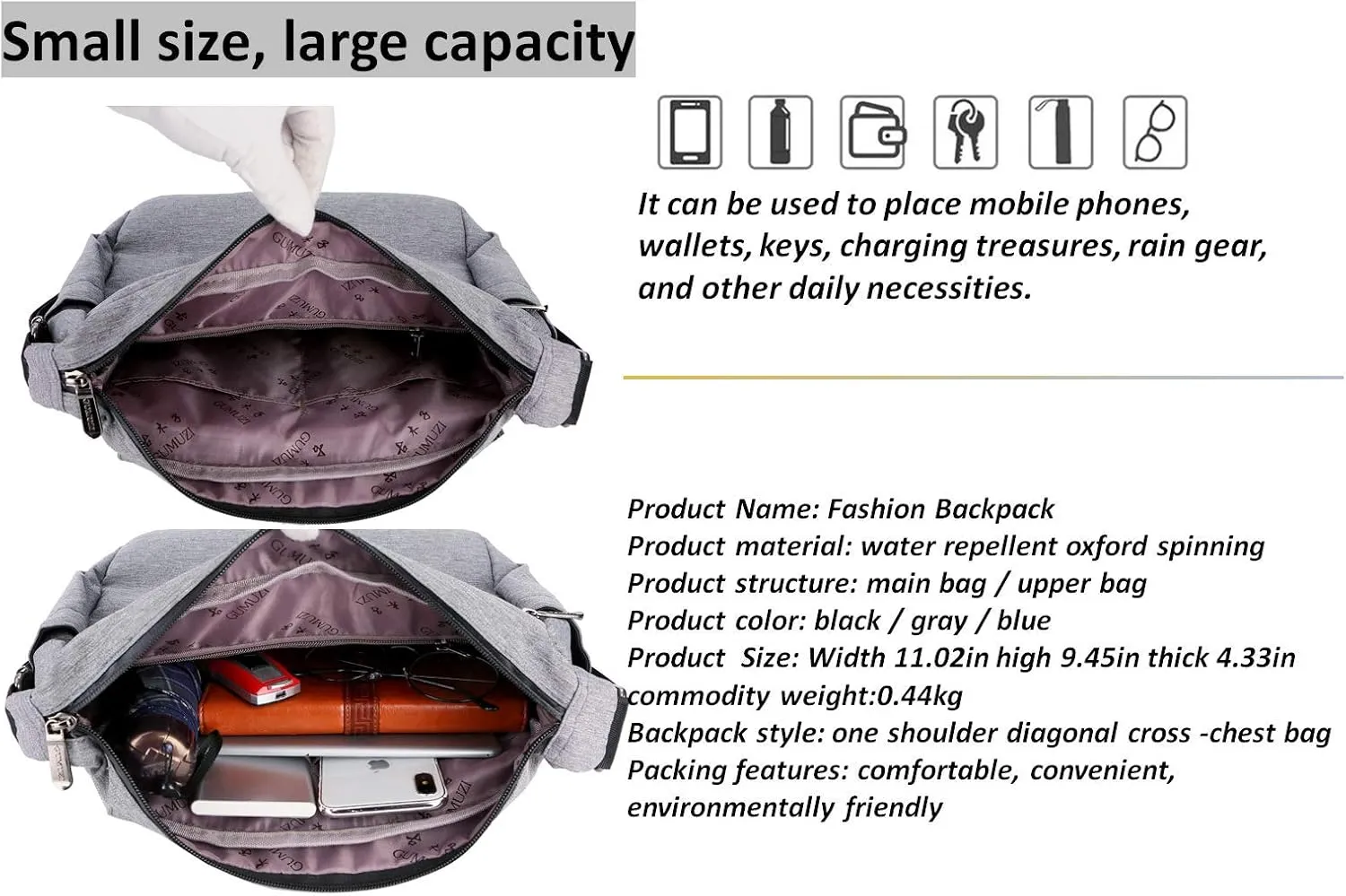 Wxnow Multi Pocket Shoulder Bag Crossbody Bag for Women Travel Purse Work Bag