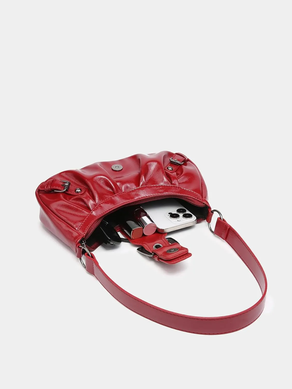 Y2k Crossbody Bag Cute Purse for Women Fashion Shoulder Bag Grunge 2000s Coquette Aesthetic Gothic Vintage Sling Purse (wine red)