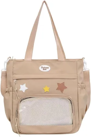 Y2k Star Ita Bag,Cute Messenger Bag,Kawaii Pins Display Tote Shoulder Crossbody Purse For Women Girls