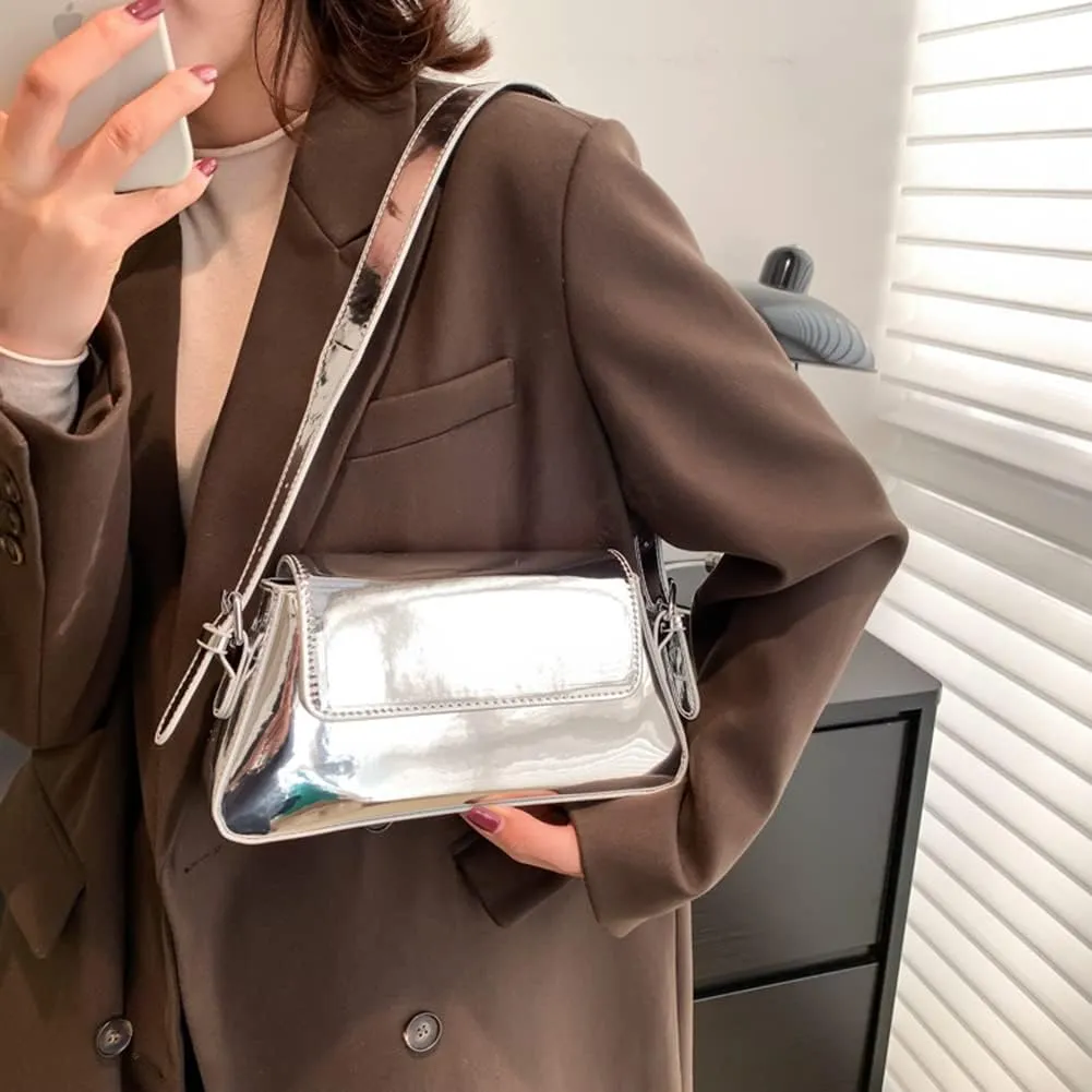 Y2K Women's Silver Evening Hobo Tote Handbag Satchel Clutch Crossbody Bags 2024