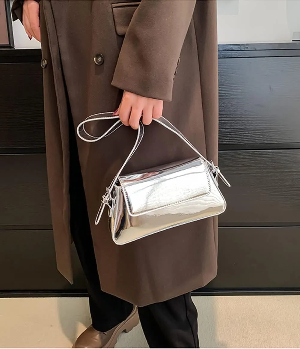 Y2K Women's Silver Evening Hobo Tote Handbag Satchel Clutch Crossbody Bags 2024