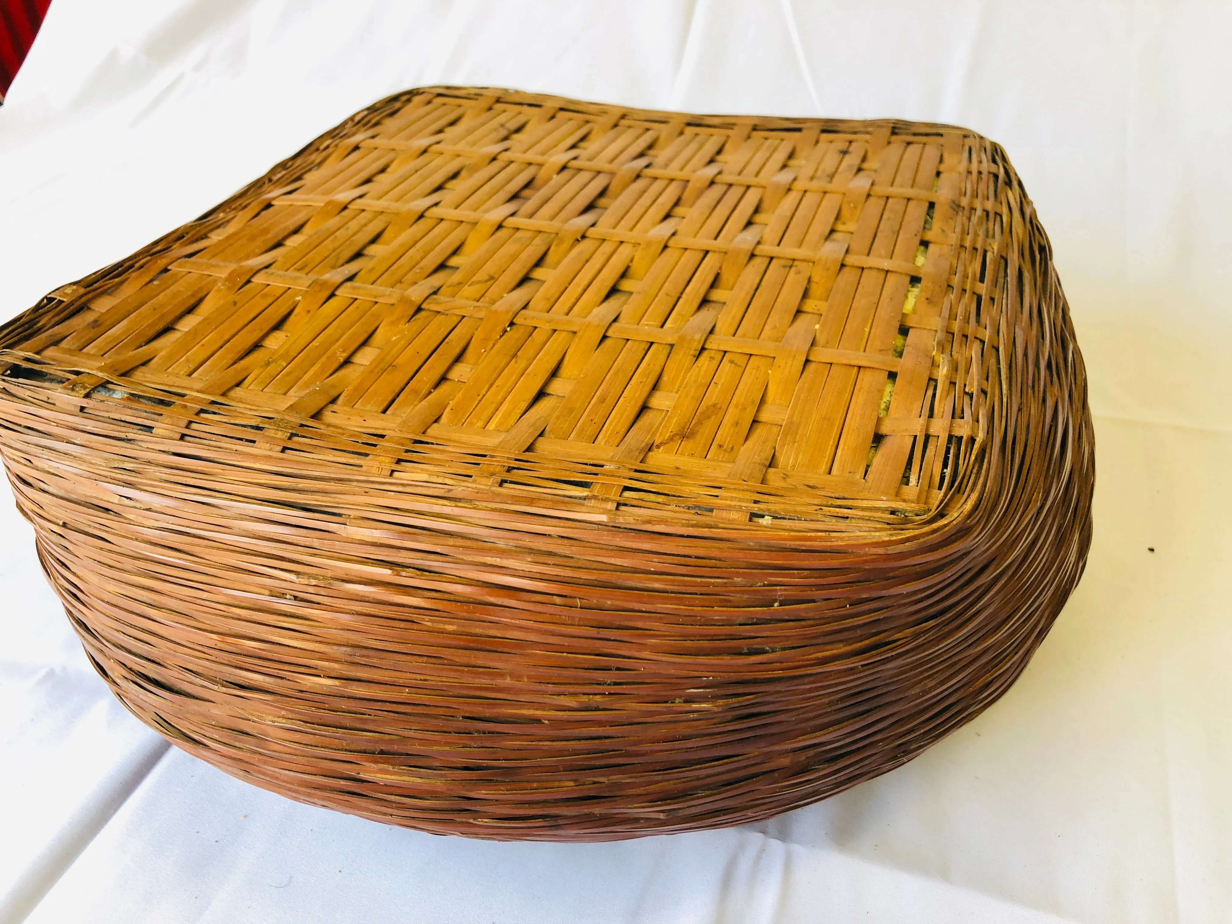 Y4381 Bamboo Woven Basket Charcoal container Japan antique tea ceremony utensils