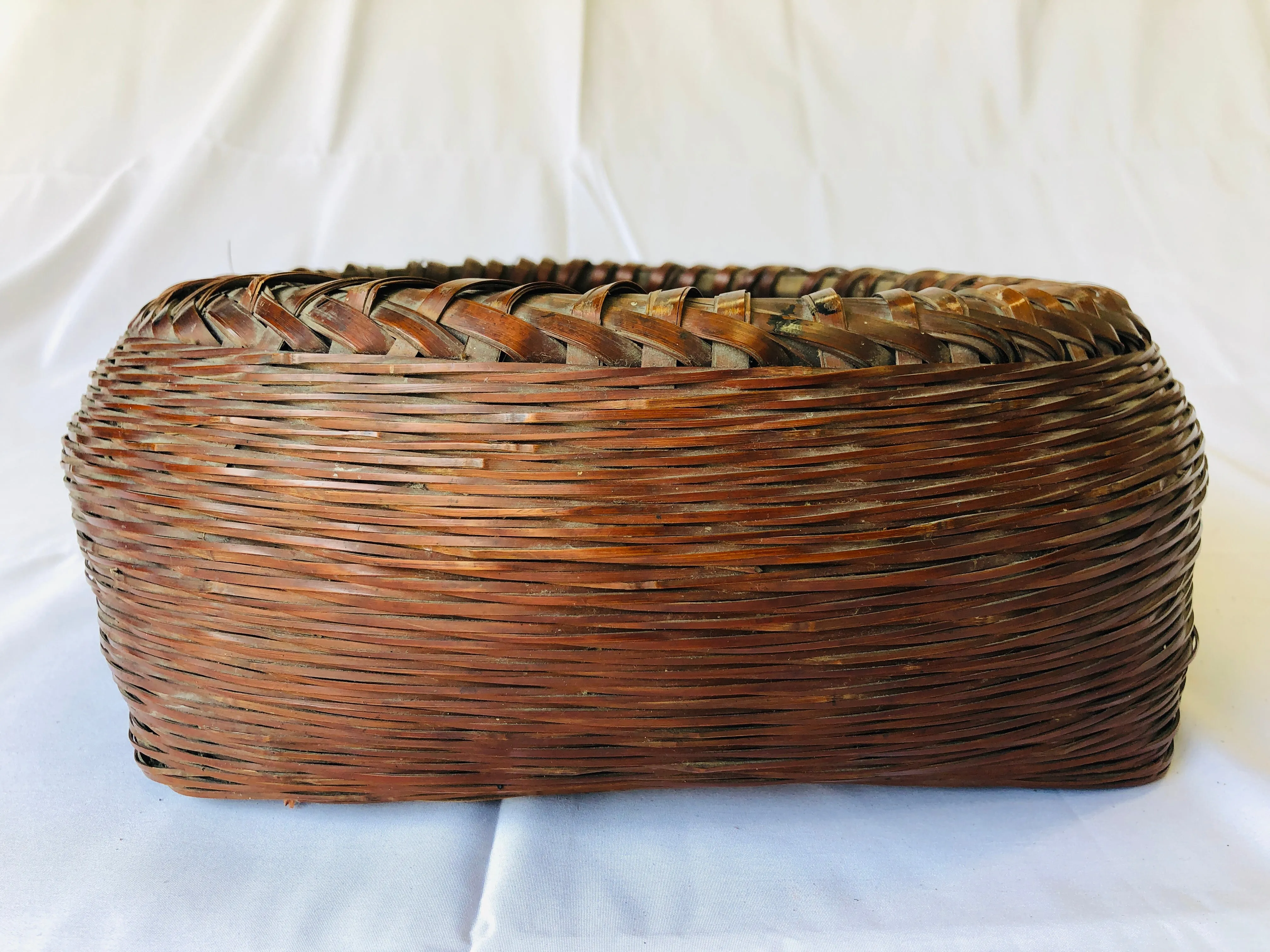 Y4381 Bamboo Woven Basket Charcoal container Japan antique tea ceremony utensils