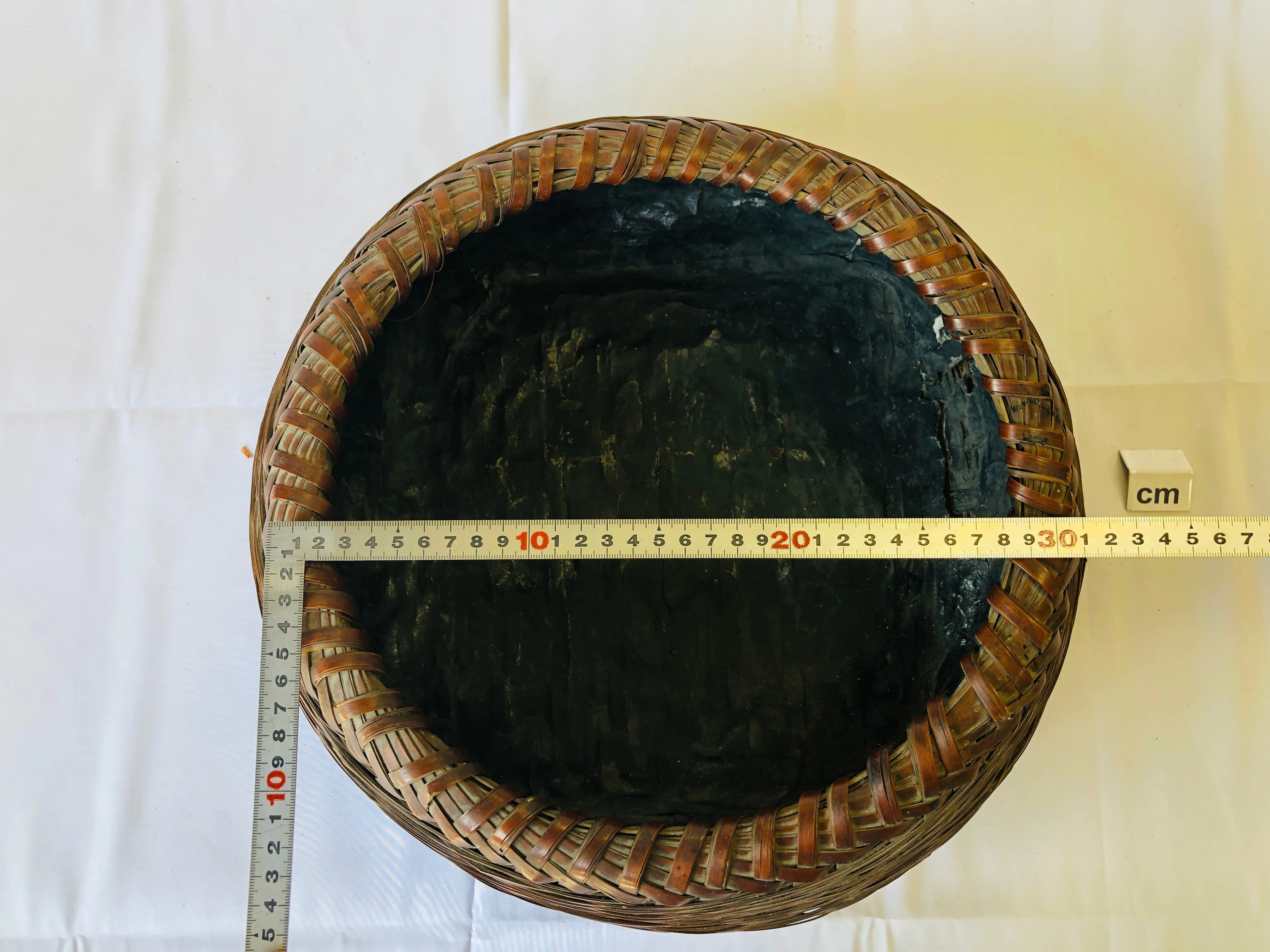 Y4381 Bamboo Woven Basket Charcoal container Japan antique tea ceremony utensils