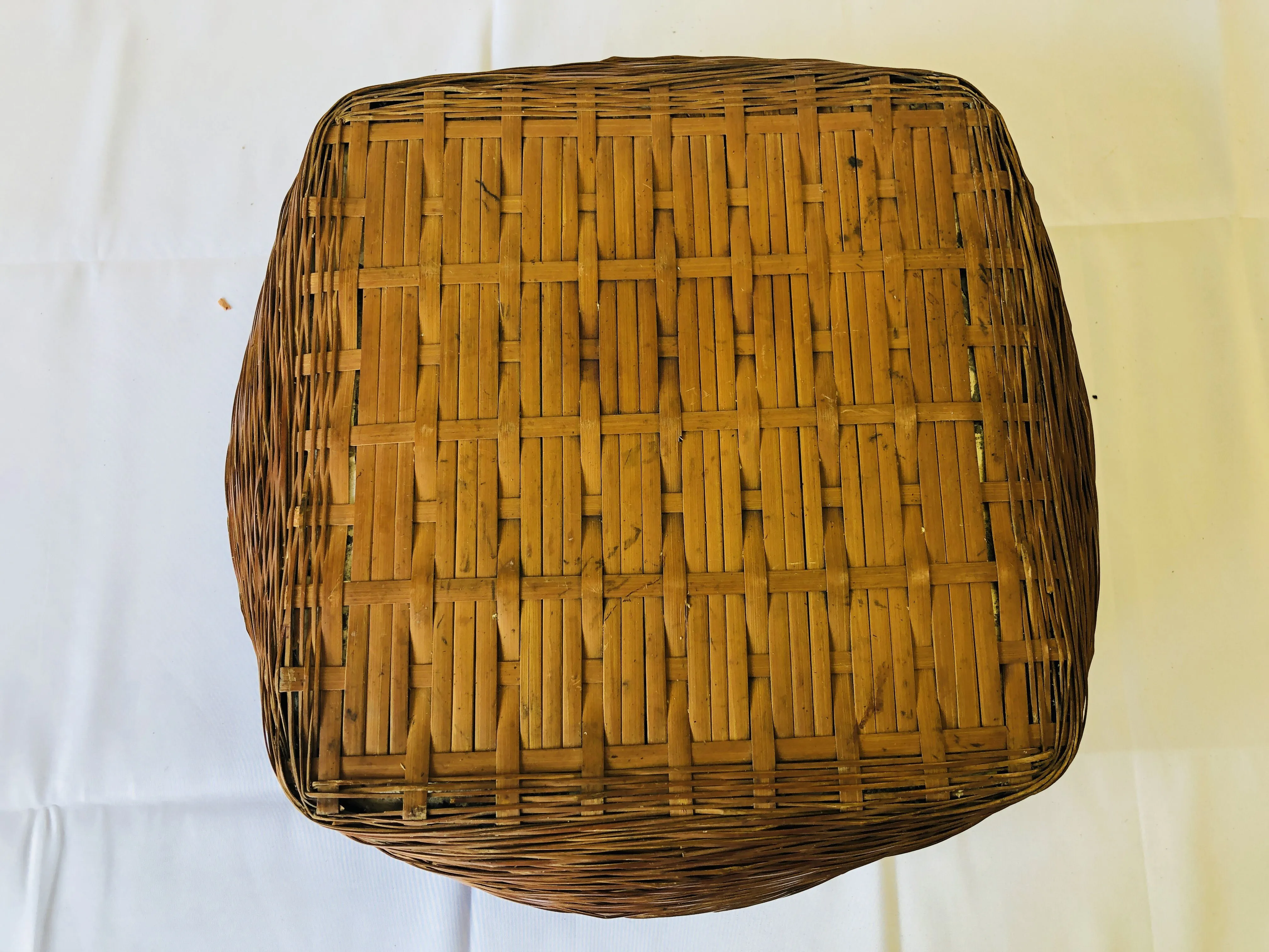 Y4381 Bamboo Woven Basket Charcoal container Japan antique tea ceremony utensils