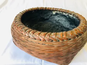 Y4381 Bamboo Woven Basket Charcoal container Japan antique tea ceremony utensils