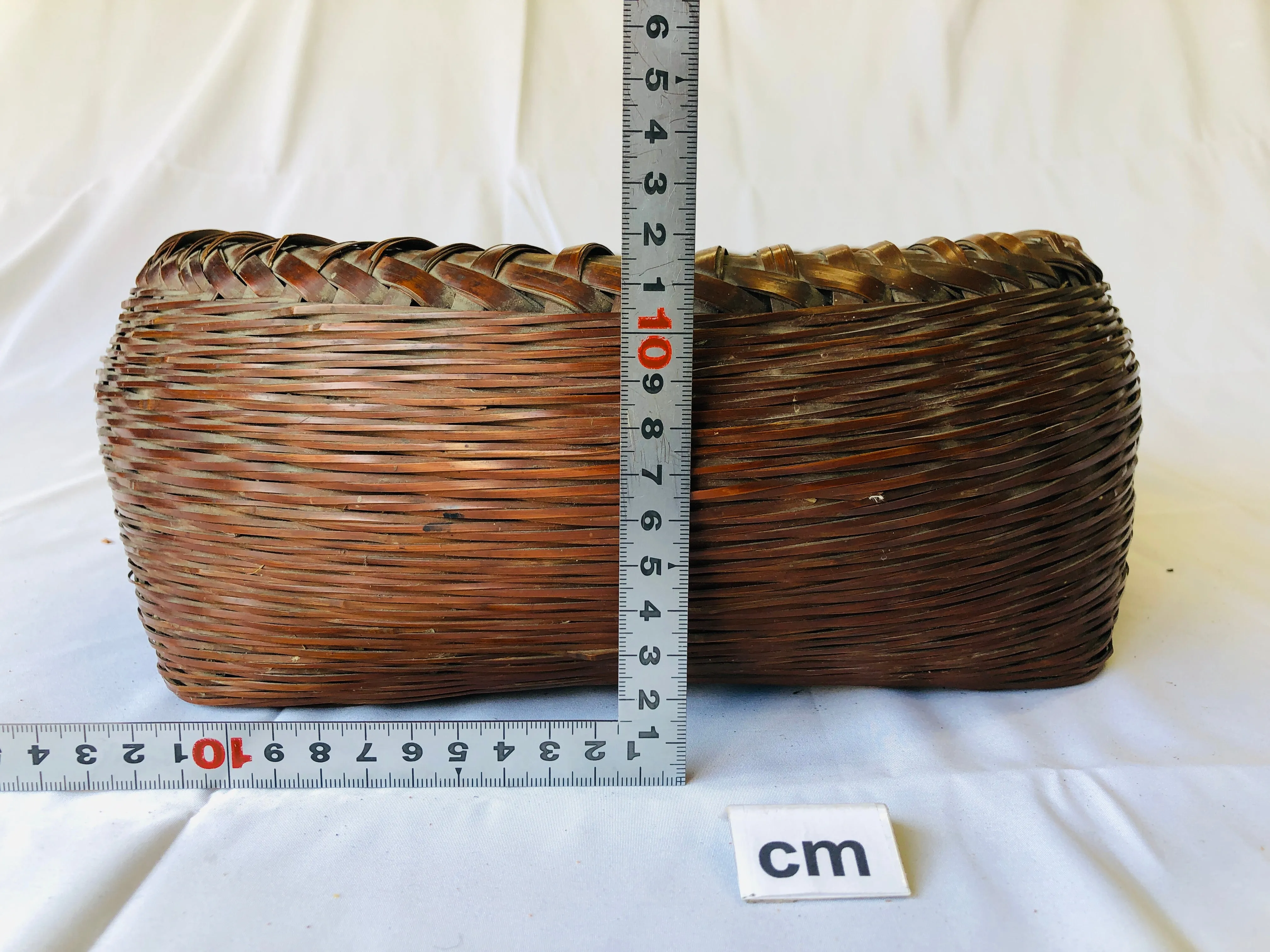 Y4381 Bamboo Woven Basket Charcoal container Japan antique tea ceremony utensils