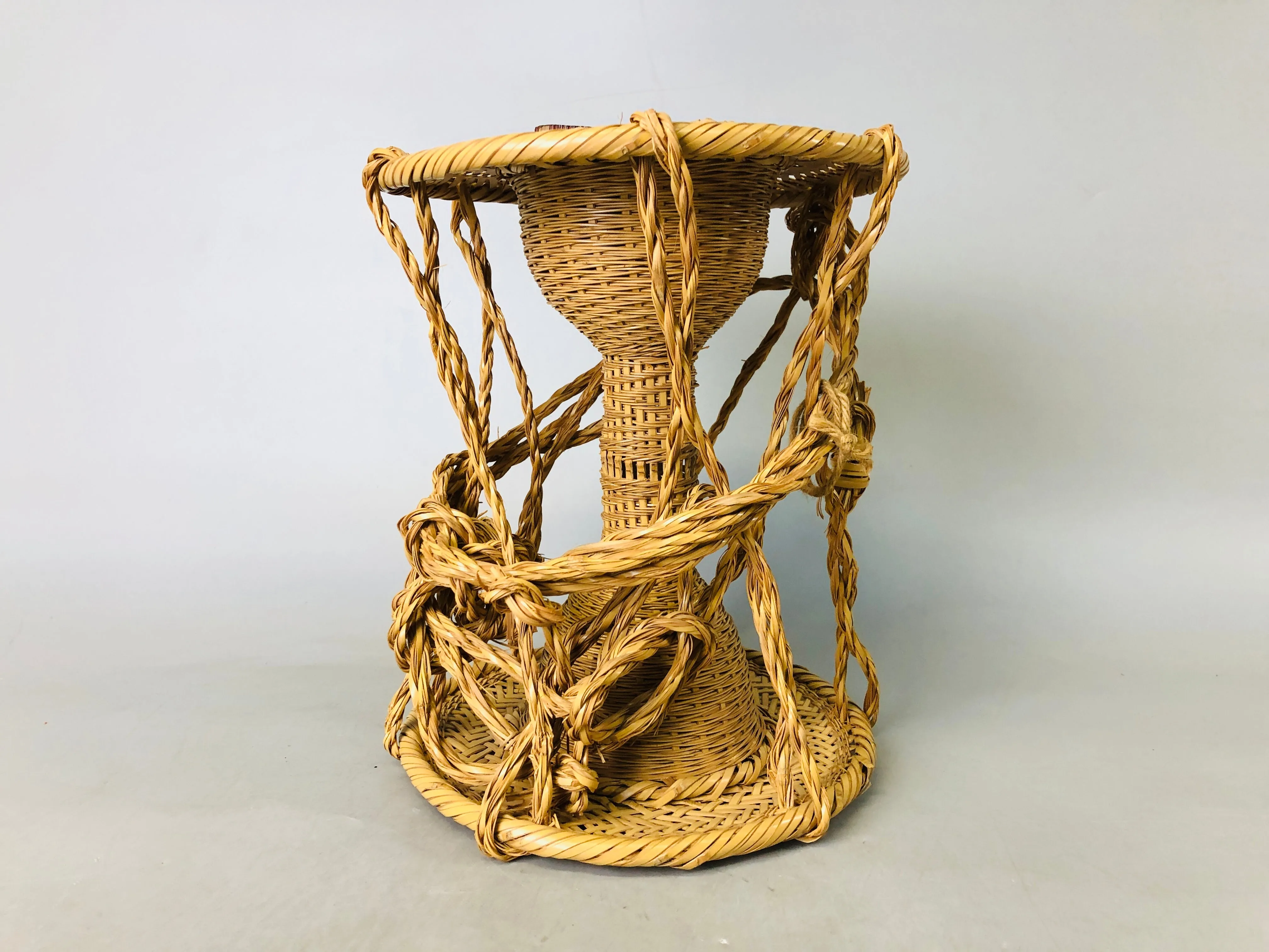 Y6877 [VIDEO] Bamboo Woven Basket signed box Japan ikebana floral arrangement interior