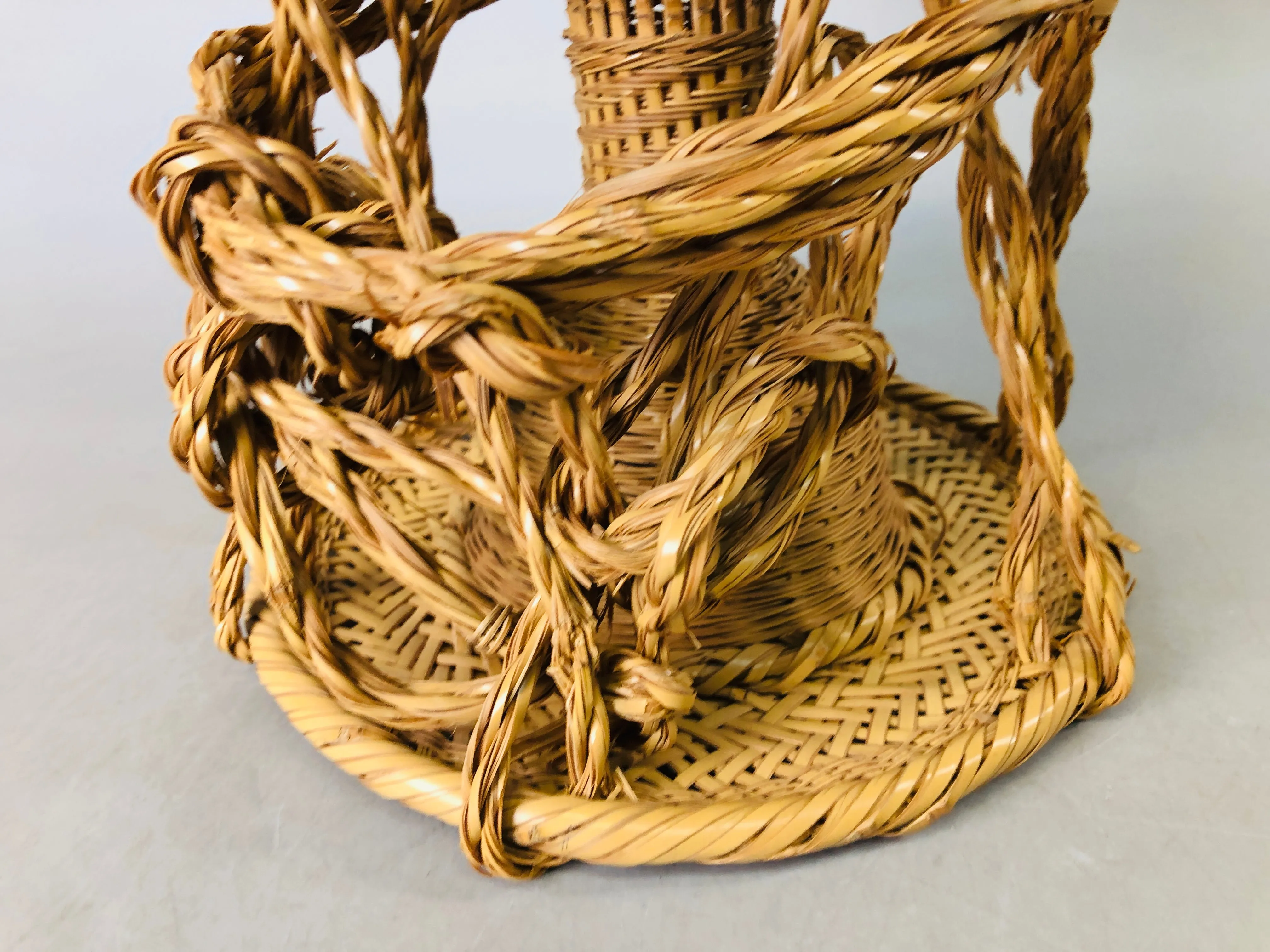Y6877 [VIDEO] Bamboo Woven Basket signed box Japan ikebana floral arrangement interior