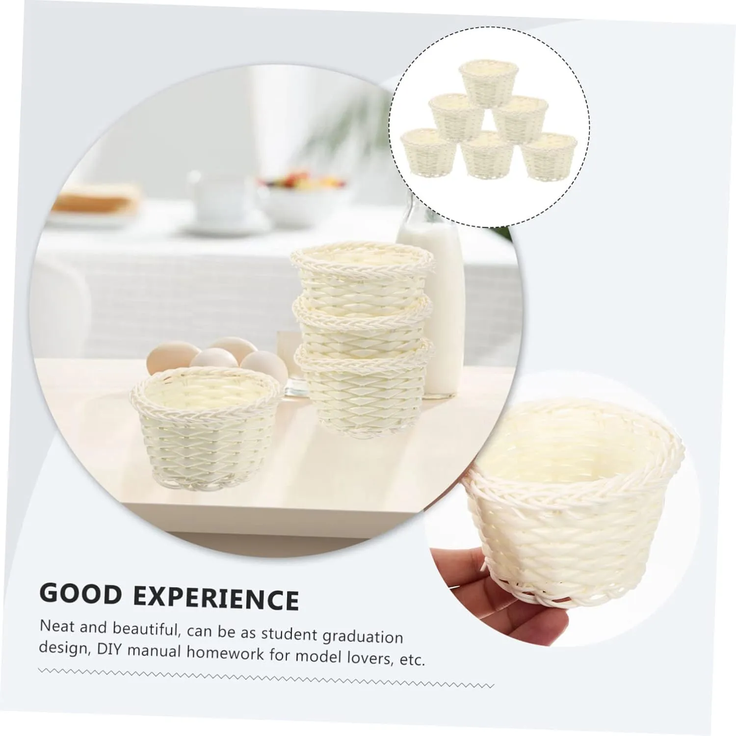 YARNOW 2sets 6pcs Mini House Basket Vivid Micro Basket Decor for Dollhouse Picnic and Creative DIY Projects for Miniature Kitchen Accessories 6pcs*2