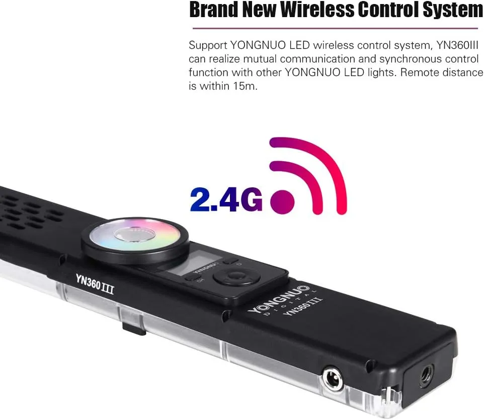 YONGNUO YN360 III YN360III LED Video Light 5600K, Handheld Photography Ice Light, RGB Full Color Touch Pad Adjustable, App Support 2.4G Remote Control