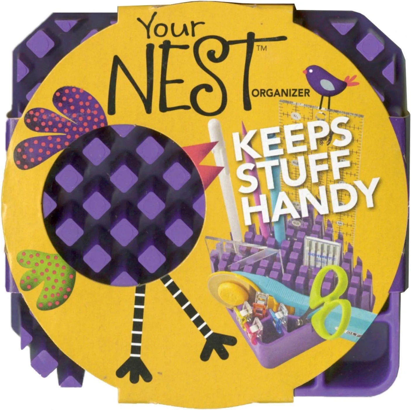 Your Nest Craft Organizer for Rulers, Scissors, Rotary Cutters and desktop accessories, made in the USA - Martin Purple