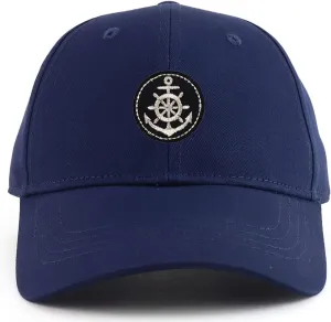 Youth Kid's Silver Anchor Patch Youth Size Twill Cotton Structured Baseball Cap