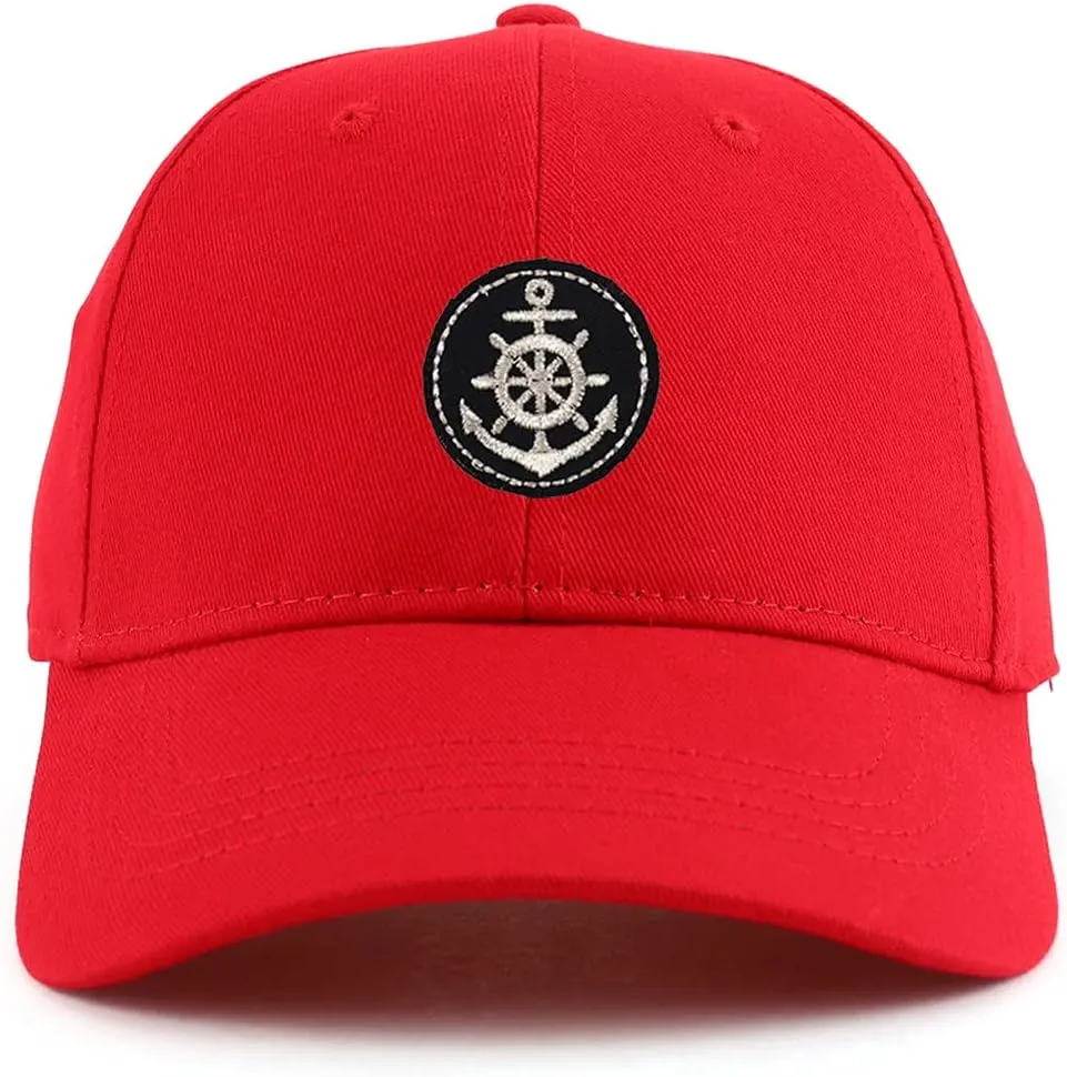 Youth Kid's Silver Anchor Patch Youth Size Twill Cotton Structured Baseball Cap