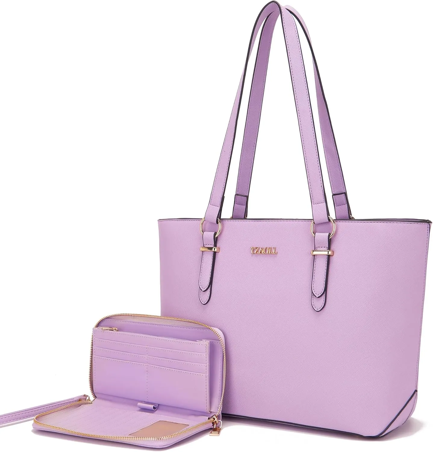YZAOLL Purses for Women Faux Leather Medium Large Tote Satchel Shoulder Purse Handbag Wallet set