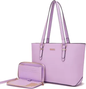 YZAOLL Purses for Women Faux Leather Medium Large Tote Satchel Shoulder Purse Handbag Wallet set