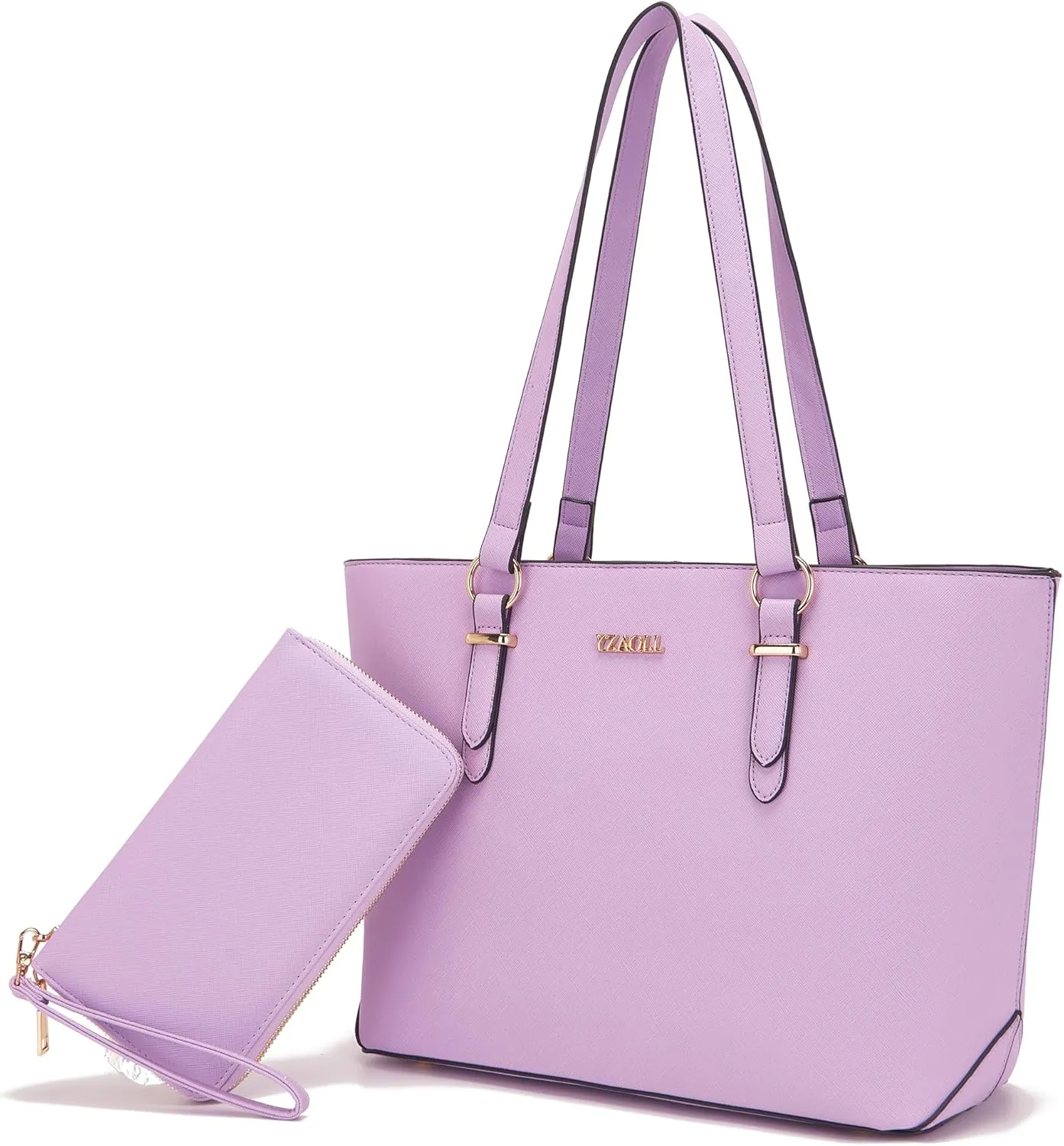 YZAOLL Purses for Women Faux Leather Medium Large Tote Satchel Shoulder Purse Handbag Wallet set