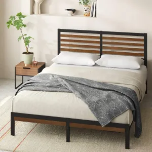 ZINUS Kai Bamboo and Metal Platform Bed Frame with Headboard, No Box Spring Needed, Easy Assembly, Queen, Brown