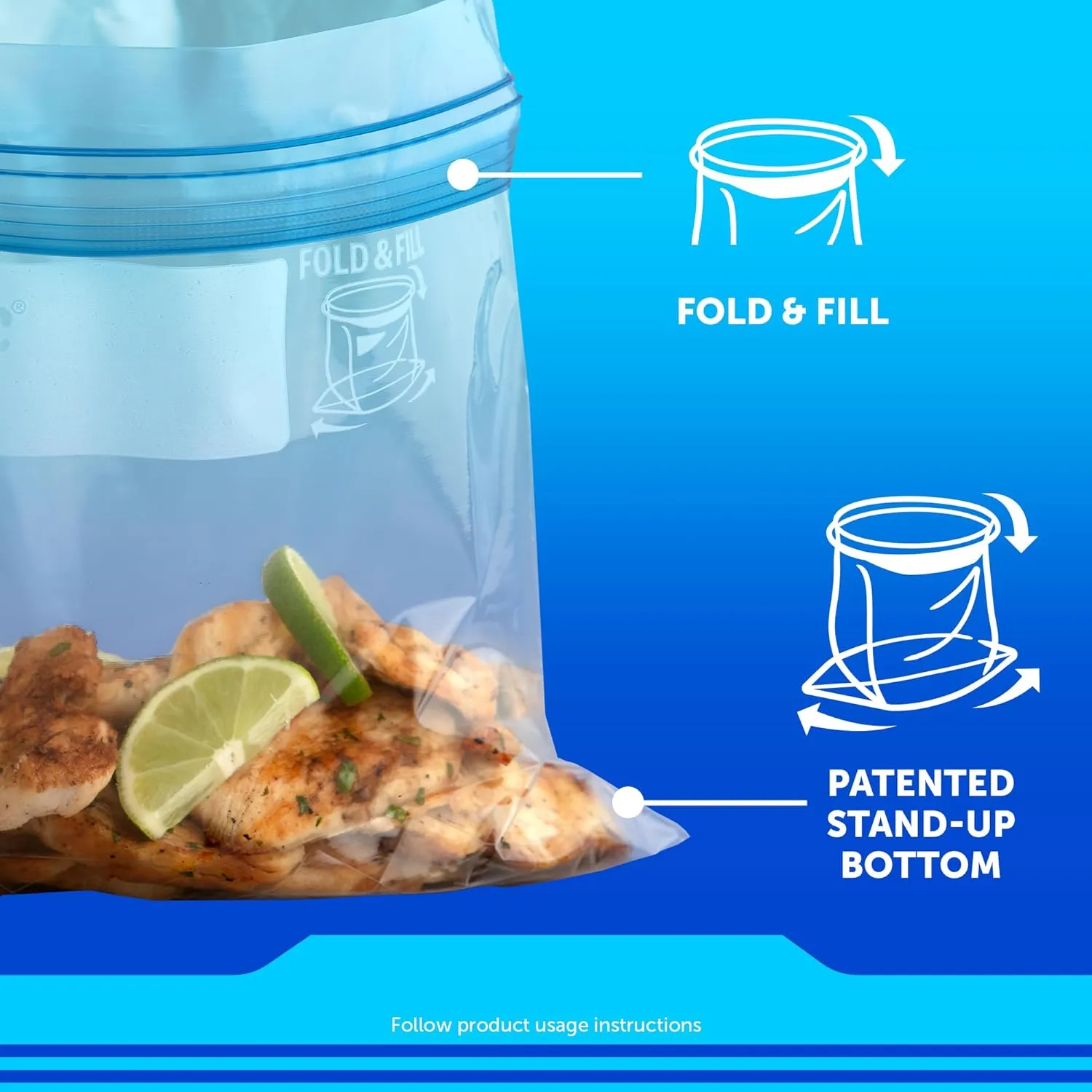 Ziploc Gallon Food Storage Freezer Bags, Stay Open Design with Stand-Up Bottom, Easy to Fill, 132 Bags Total