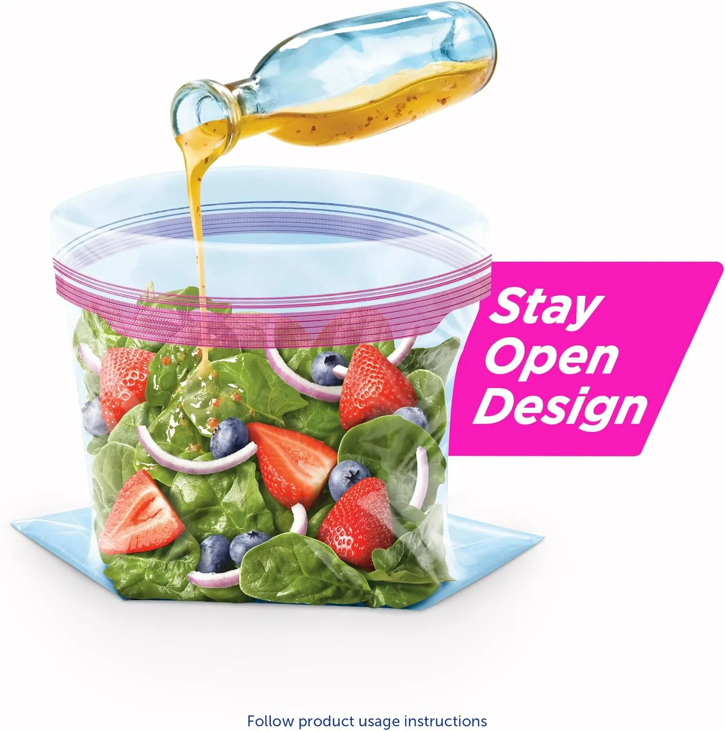 Ziploc Quart Food Storage Bags, Stay Open Design with Stand-Up Bottom, Easy to Fill, 120 Bags Total