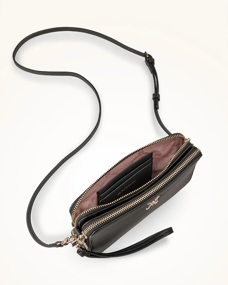 Zoe Slim Double Zip Camera Bag With Detachable Wrist Strap