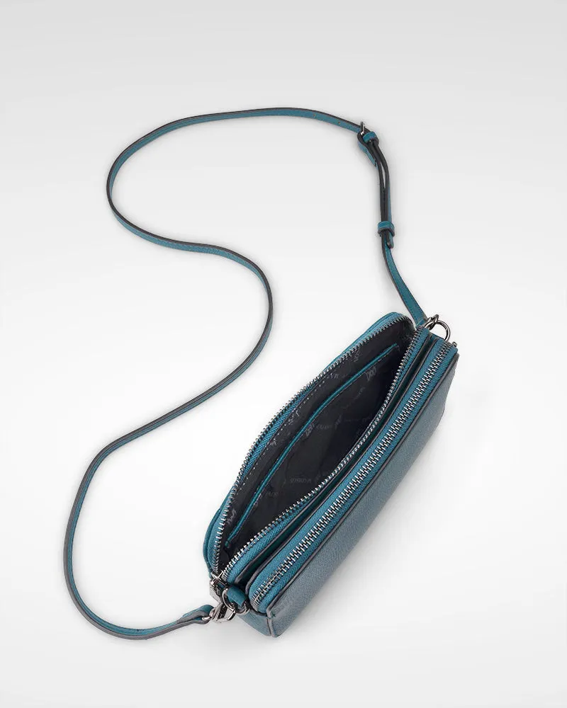 Zoe V-Stitch Slim Double Zip Camera Bag With Detachable Wrist Strap