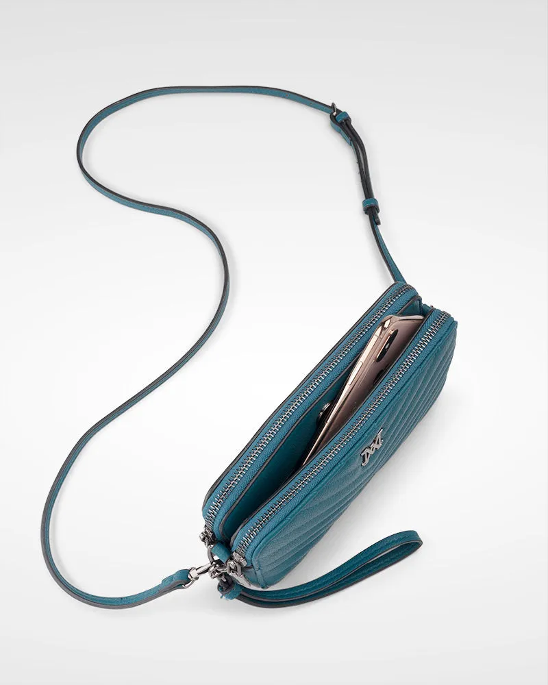 Zoe V-Stitch Slim Double Zip Camera Bag With Detachable Wrist Strap