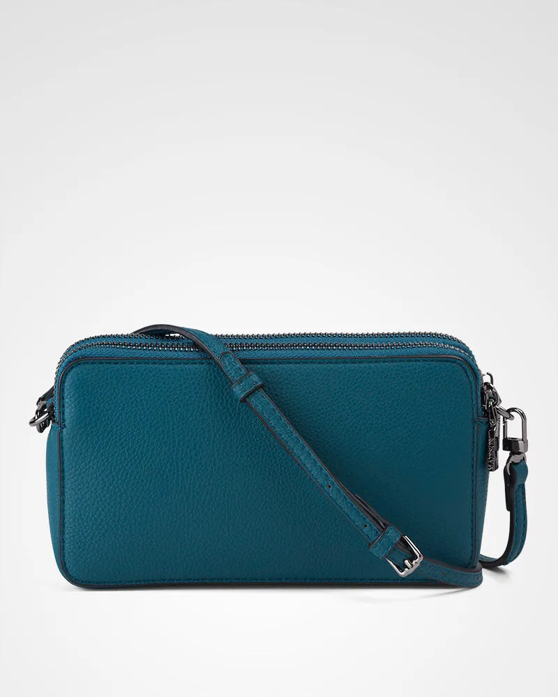 Zoe V-Stitch Slim Double Zip Camera Bag With Detachable Wrist Strap