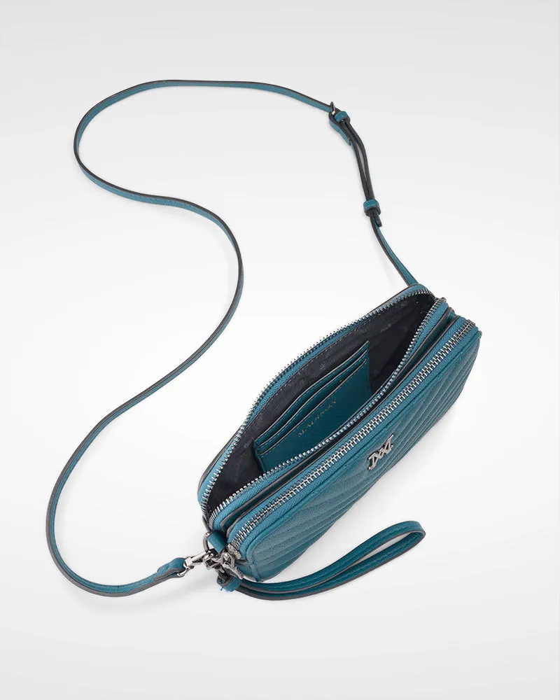 Zoe V-Stitch Slim Double Zip Camera Bag With Detachable Wrist Strap