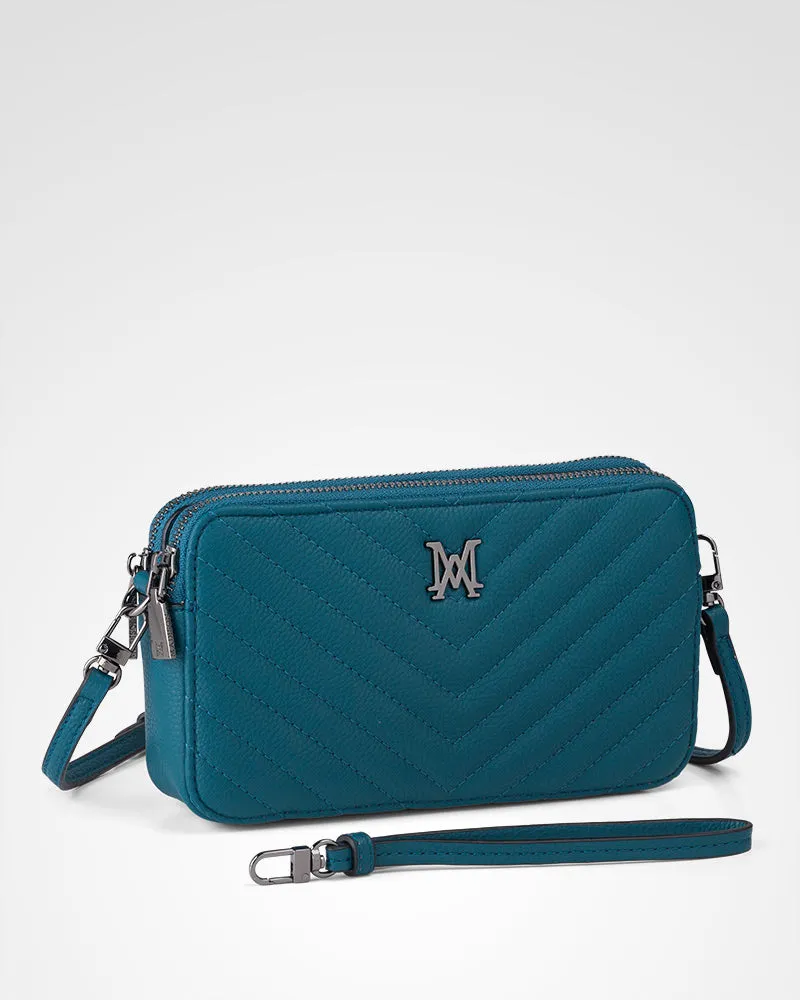 Zoe V-Stitch Slim Double Zip Camera Bag With Detachable Wrist Strap