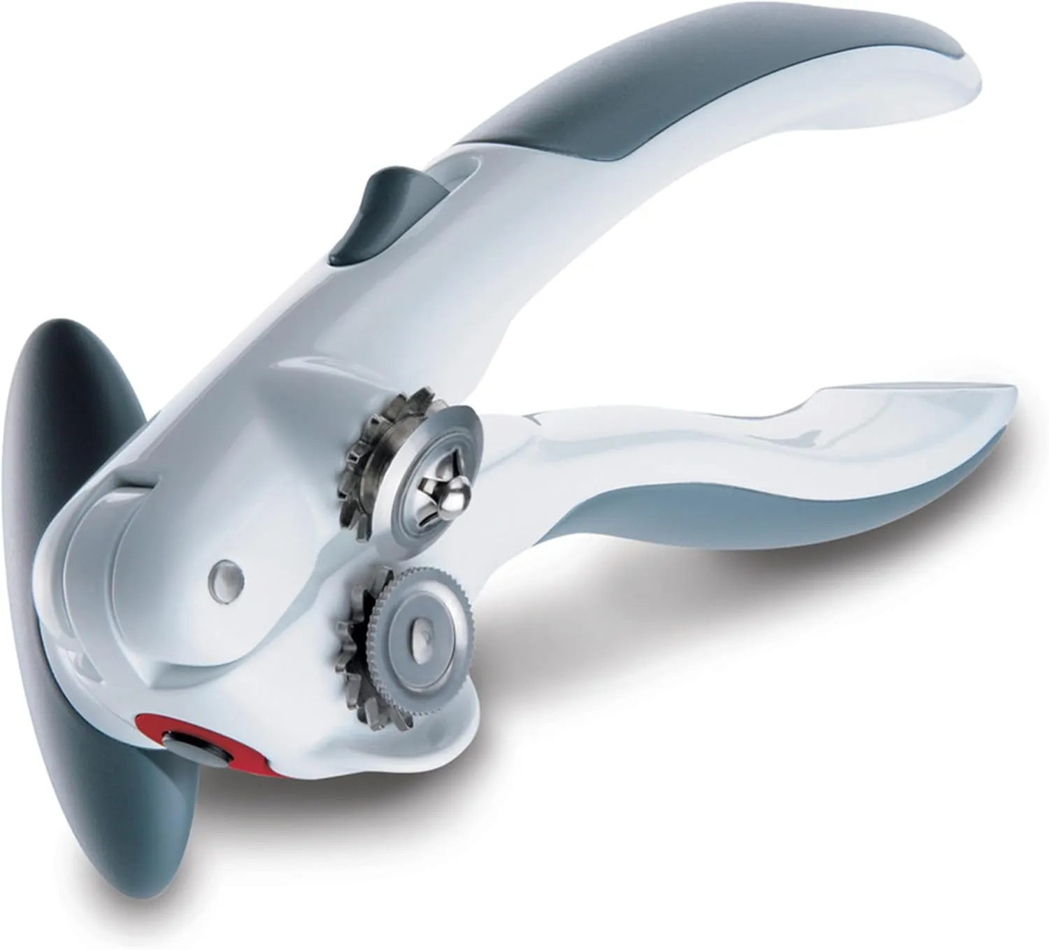 Zyliss Lock N' Lift Can Opener with Lid Lifter Magnet - Manual Can Opener with Locking Mechanism - Magnetic Can Opener - Easy-to-Turn Can Opener - White/Gray